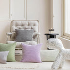 Home Brilliant Light Purple Pillow Covers 18x18 Set of 2 Striped Corduroy Throw Pillow Covers Cushion Covers for Office Couch Chair Bedroom, 18x18 Inch, Lavender