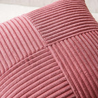 MIULEE Cranberry Red Corduroy Pillow Covers Pack of 2 Boho Decorative Spliced Throw Pillow Covers Soft Solid Couch Pillowcases Cross Patchwork Textured Covers for Living Room Bed Sofa 16x16 inch