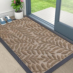 OLANLY Door Mat Indoor Outdoor Entrance, 29.5x17, Waterproof All-Weather All-Season Doormat, Sturdy Natural Rubber, Stain and Fade Resistant, Low Profile, Easy Clean Patio Entryway Mat, Light Brown