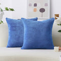 Home Brilliant Blue Pillow Covers Striped Corduroy Euro Sham 24 inch Throw Pillow Cover Decorative Pillow Cases for Bed, 24x24 inch, Blue