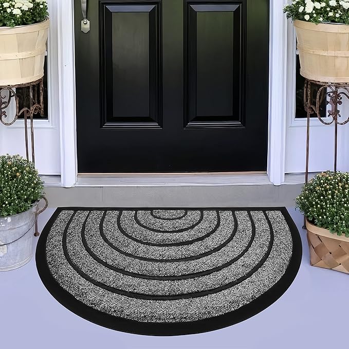 ubdyo 2 Pack Heavy Duty Door Mat Outdoor Entrance - Muddy Dirt Trapping Outdoor Mats - Low Pile Front Door Mat Outside Entrance - Anti Slip Indoor Doormat - 30'' x 17'', Bright Grey