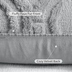 decorUhome Fall Throw Pillow Covers 26x26 Inch Set of 2, Soft Plush Decorative Faux Fur Grey Solid Couch Pillow Covers, Accent Farmhouse Neutral Square Euro Pillow Cases for Sofa Bed Living Room