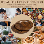CLEENTABLE Wooden Dinner Plates Set of 2-13" Serving Dinner Plate Chargers for Weddings, Parties, Rustic Table Decor, Indoor Outdoor Dining - Lightweight Round Appetizer Plates (Walnut)