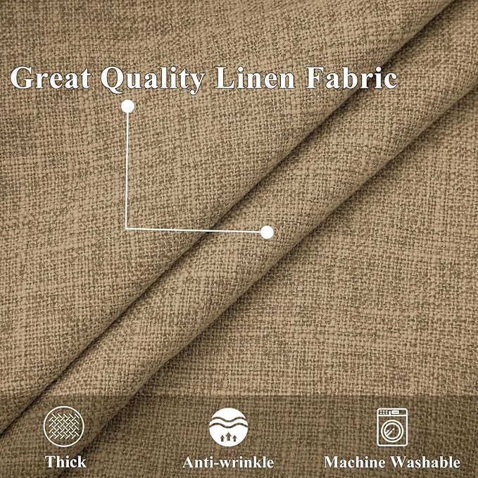 decorUhome Decorative Outdoor Throw Pillow Covers 26x26 Set of 2, Square Linen Farmhouse Euro Pillow Covers with Stitched Edge, Rustic Neutral Pillow Covers for Couch, Sofa, Living Room, Khaki
