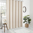 Beige Linen 78 Inch Shower Curtain Extra Long Shower Curtains for Bathroom 78 Length Farmhouse Water Repellent Neutral Tall Drapes Set for Men Bathroom Decor Bath Drapes with Hooks 72x78