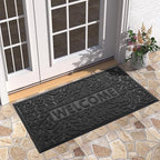Yimobra Large Welcome Mat 47x24, Waterproof Non-Slip Outdoor Mats for Front Door Outside Entrance, Low-Profile Entryway Mat Indoor for Garage Patio, Black