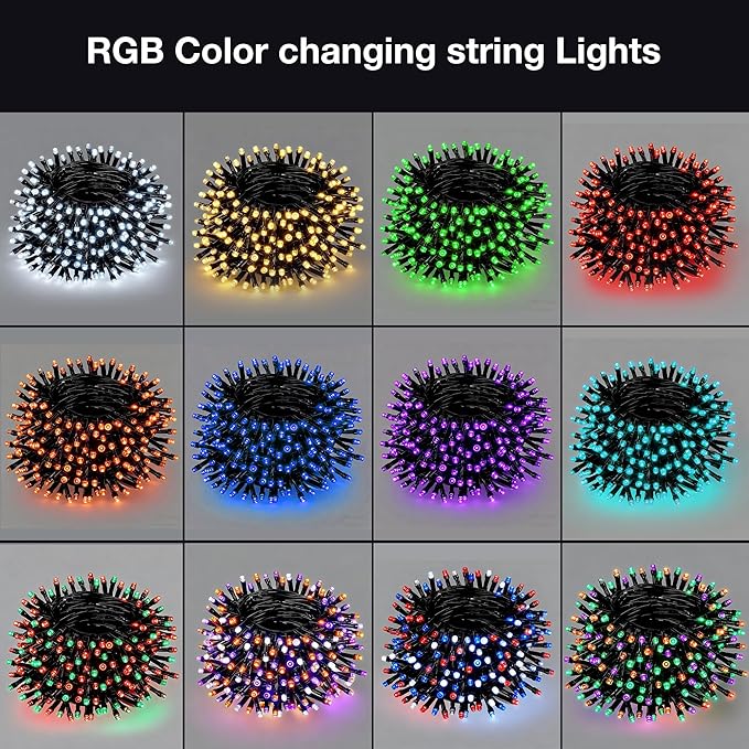 RGB Christmas Lights Outdoor, 164 FT 500 LED Color Changing String Lights with Remote & Timer, Music Sync Multiple Modes Waterproof Christmas Tree Light for Home Party Holiday Xmas Decoration