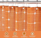 MitoVilla Orange Boho Shower Curtains for Modern Farmhouse Bathroom Decor, Vintage Country Thick Polyester Linen Fabric Shower Curtain, Rustic Tassel Cloth Shower Curtain, 72 x 72