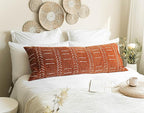 BlissBlush Fall Brick Red Soft Chenille Boho Body Pillow Cover 20x54, Decorative Oversized Long Lumbar Pillow, Boho Textured Oversize Body Pillow, Cover ONLY