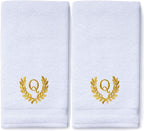 Decorative and Monogrammed Hand Towels for Bathroom Kitchen Makeup | Personalized Gift for Wedding-Bridal | Roman Font Custom Luxury Turkish Towel | Spa Collection, Oversized, 16 X 30 Inch, Set of 2
