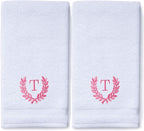 Decorative and Monogrammed Hand Towels for Bathroom Kitchen Makeup | Personalized Gift for Wedding-Bridal | Roman Font Custom Luxury Turkish Towel | Spa Collection, Oversized, 16 X 30 Inch, Set of 2