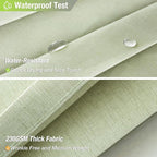 Jubilantex Folding Linen Shower Curtain for Bathroom Sage Waterproof Shower Curtain 1 Panel with 14 Metal Grommets and 1 Tie Back for Hotel,70"x70"