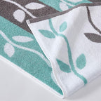 Modern Threads Organic Vines 6-Piece 100% Cotton Towel Set – Yarn Dyed Jacquard & Solid – Includes 2 Bath Towels, 2 Hand Towels, 2 Washcloths – Absorbent, Quick Dry, Soft & Durable – Aqua (Pack of 8)