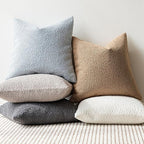Foindtower Set of 2, Decorative Textured Boucle Throw Pillow Covers Accent Solid Pillow Cases Soft Cozy Couch Cushion Case for Chair Sofa Bedroom Living Room Home Decor 24 x 24 Inch Taupe Khaki Camel