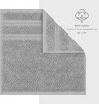 American Soft Linen Luxury Washcloths for Bathroom, 600 GSM 100% Cotton 4 Piece Turkish Wash Cloth Set, 13x13 in Soft Rags for Body and Face, Light Grey Washcloths