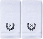 Decorative and Monogrammed Hand Towels for Bathroom Kitchen Makeup | Personalized Gift for Wedding-Bridal | Roman Font Custom Luxury Turkish Towel | Spa Collection, Oversized, 16 X 30 Inch, Set of 2
