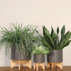 Sagebrook Home Modern Ceramic Planter with Stand - Stoneware Indoor/Outdoor Flower Pot - Minimalist Home & Garden Decor - 7" Gray