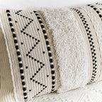 BlissBlush Decorative Lumbar Throw Pillow Cover 12x20 Rectangular Boho Accent Pillowcase Black Neutral White Farmhouse Cushion for Couch Sofa Bedroom Living Home Décor (Cover ONLY, Pack of 1)
