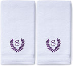Decorative and Monogrammed Hand Towels for Bathroom Kitchen Makeup | Personalized Gift for Wedding-Bridal | Roman Font Custom Luxury Turkish Towel | Spa Collection, Oversized, 16 X 30 Inch, Set of 2