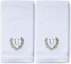 Decorative and Monogrammed Hand Towels for Bathroom Kitchen Makeup | Personalized Gift for Wedding-Bridal | Roman Font Custom Luxury Turkish Towel | Spa Collection, Oversized, 16 X 30 Inch, Set of 2