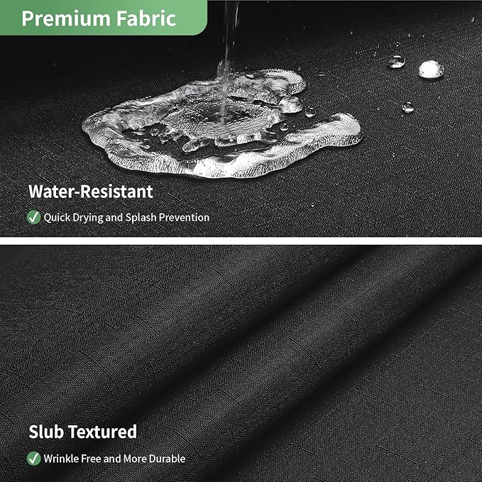 Black Long No Hook Shower Curtain with Snap-in Fabric Liner Set,Slub Textured Fabric Shower Curtains for Bathroom,Hotel Style Modern Shower Curtain,Water Repellent & Washable,71x80(78)