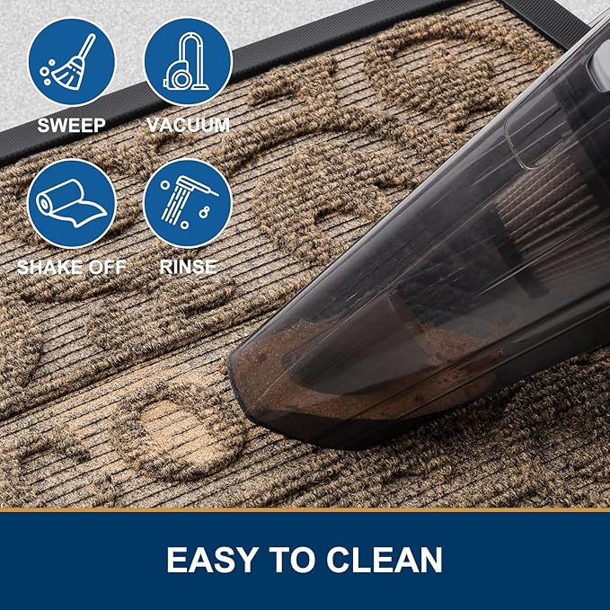 Smiry Welcome Door Mat Outside Entrance, Heavy Duty Trap Dirt and Moisture Easy Clean Low Profile Patio Porch Indoor Outdoor Front Doormat for Entry, 36x24 Inch, Brown/Welcome