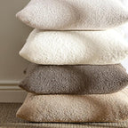 ANRODUO Pack of 2 Textured Boucle Throw Pillow Covers Soft Beige Euro Decorative Accent Solid Pillow Cases Cozy Modern Couch Cushion Case for Chair Sofa Bedroom Living Room Home Decor, 26 x 26 Inch