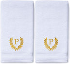 Decorative and Monogrammed Hand Towels for Bathroom Kitchen Makeup | Personalized Gift for Wedding-Bridal | Roman Font Custom Luxury Turkish Towel | Spa Collection, Oversized, 16 X 30 Inch, Set of 2