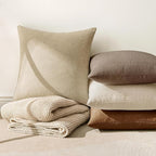 MIULEE Pack of 2 Decorative Throw Pillow Covers Soft Chenille Throw Pillows Solid Textured Cushion Covers for Couch Sofa Bedroom Living Room 20x20 Inch, Beige