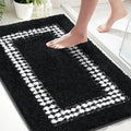 Black Bathroom Rugs 20x31, Non Slip Washable Bath Mats,Super Soft Microfiber Bathroom Mats, Plush Fluffy Absorbent Bath Rugs for Sink Tub Basin Shower Floor