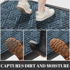 Yimobra Large Door Mat 47x24, All-Weather Waterproof Non-Slip Welcome Matt Outdoor, Heavy Duty Non Slip Doormat for Entryway for Patio and Garage Indoor, Easy Clean, Mix Blue