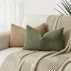 Foindtower Pack of 2 Modern Textured Boucle Throw Pillow Covers Accent Solid Decorative Lumbar Pillow Cases Cozy Couch Cushion Case for Chair Sofa Bedroom Living Room Home Decor, 12 x 20 Inch,Green