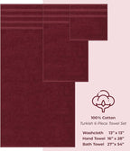 American Soft Linen Luxury 6 Piece Towel Set, 2 Bath Towels 2 Hand Towel 2 Washcloths, 600 GSM 100% Cotton Turkish Towels for Bathroom, Bordeaux Red Towel Sets