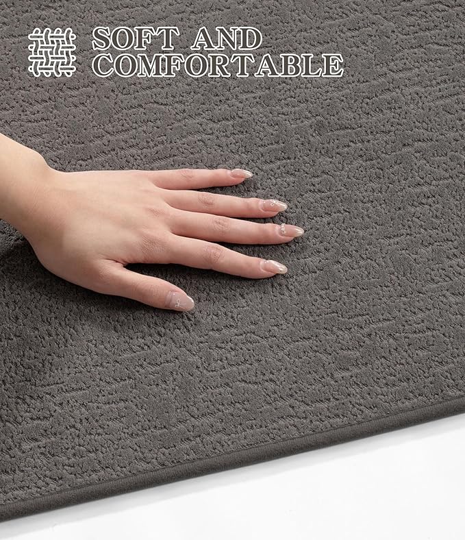chakme Bathroom Rugs Mat 36x24, Ultra Thin Non Slip Bath Mat Quick Dry Absorbent Bath Mat for Bathroom Floor, (Dark Grey, 36"x24")