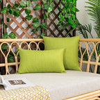 Kevin Textile Pack of 2 Decorative Outdoor Waterproof Checkered Pillow Covers Spring Square Garden Cushion Sham Throw Pillowcase Shell for Patio Tent Couch 24x24 Inch Green