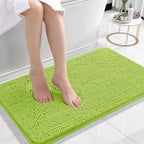 OLANLY Bathroom Rugs 24x16, Extra Soft Absorbent Chenille Bath Rugs, Rubber Backing Quick Dry, Machine Washable Bath Mats for Bathroom Floor, Tub and Shower, Home Decor Accessories, Bright Green