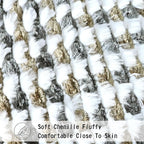 Boho Chenille Tufted Pillow Cover 12x20 Inch Set of 1, Farmhouse Striped Decorative Pillow Covers Accent Fluffy Neutral Lumbar Pillowcases for Couch Sofa Bedroom Living Room, Brown Gray