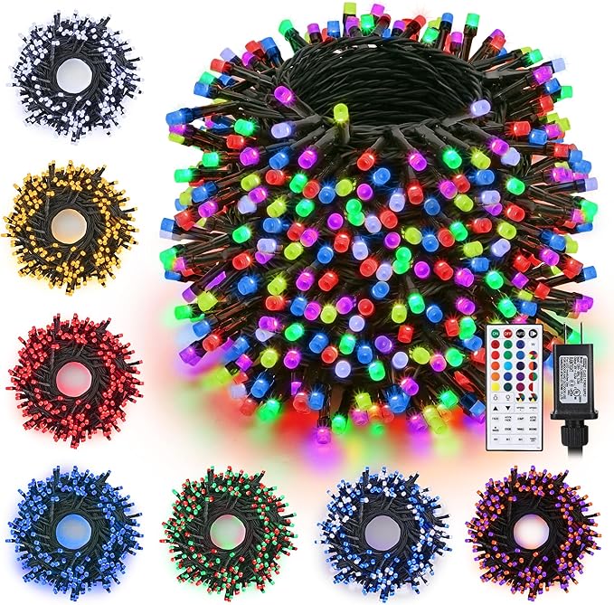 Toodour Christmas Lights RGB String Lights, 115ft 350 LED Color Changing String Light with Remote & Timer, Waterproof Xmas Tree Light for Home Yard New Year Party Indoor Outdoor Christmas Decorations