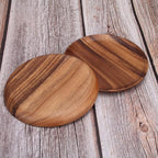 Ayiaren 12 Inch Best Acacia Wooden Dinner Plates Set of 2, Round Wood Serving Tray Wooden Plates for Eating Salad Fruit Food Dishe Platter Charcuterie Boards Charger Plate Cheese Serving Board