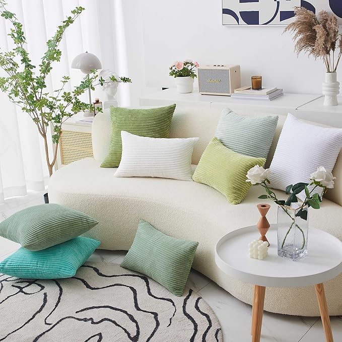 Home Brilliant Couch Spring Pillow Covers 26x26 Set of 2 Super Soft Corduroy Large Euro Sham for Bedroom Pillow Covers, 26 x 26 inch, Iceburg Green