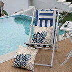 Blue and Gray Floral Pillow Covers 22x22 Set of 2 Outdoor Waterproof White Colored Decorative Throw Pillows Summer Pillowcase Polyester Cushion Case Decor for Couch Patio Funiture Garden Porch 01B22