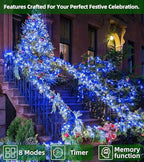 1500 LED Super Long Christmas String Lights, 492FT, Blue, Indoor/Outdoor, LED, Waterproof, Christmas, Holidays