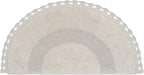 Savi Home Half Circle Bohemian Bathroom Rug with Handwoven Chrochet Border, Beautifully Handcrafted 100% Cotton Mat - 22x42, Round Boho Bedroom Rug, Boho Bathroom Décor, Machine Washable - Linen