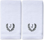 Decorative and Monogrammed Hand Towels for Bathroom Kitchen Makeup | Personalized Gift for Wedding-Bridal | Roman Font Custom Luxury Turkish Towel | Spa Collection, Oversized, 16 X 30 Inch, Set of 2