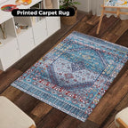 Washable Soft Small Boho Area Rugs, Rags Rug, Printed Carpet Chennile Rugs for Living Room 27x45 inch Teal Blue Multi,Machine Washable Printed Rugs - 30% Cotton, 70% Polyester