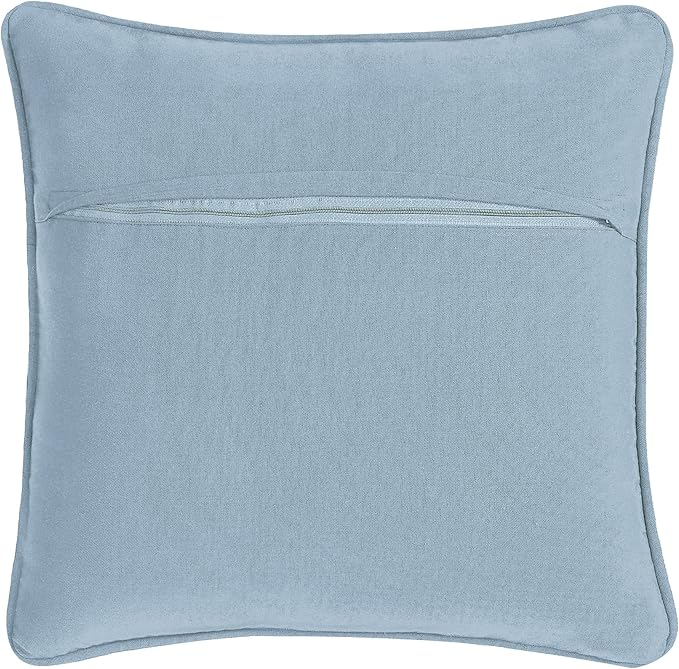 Boho Living Jada Decorative Throw, (1) 20" x 20" Pillow Cover with Insert, Light Blue