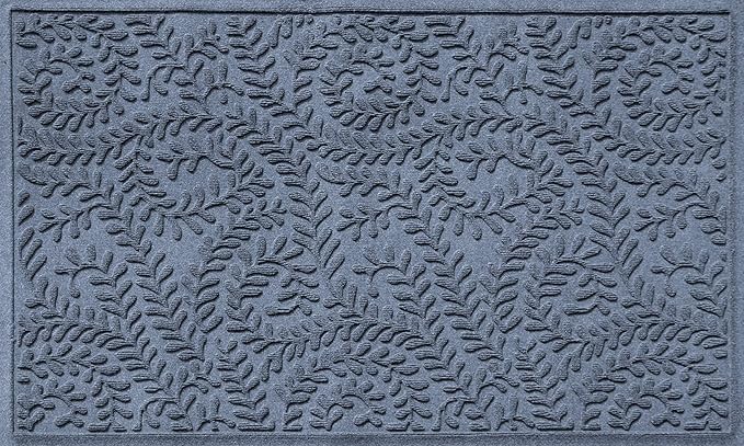WaterHog Indoor/Outdoor Door Mat, 3' x 5', Made in USA, Durable & Skid-Resistant Front Door Rug, Decorative, Water-Trapping & Heavy-Duty Entryway Floor Mat For Your Home, Boxwood Collection, Bluestone
