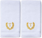 Decorative and Monogrammed Hand Towels for Bathroom Kitchen Makeup | Personalized Gift for Wedding-Bridal | Roman Font Custom Luxury Turkish Towel | Spa Collection, Oversized, 16 X 30 Inch, Set of 2