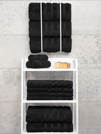 American Soft Linen Luxury 4 Piece Bath Towel Set, 600 GSM 100% Cotton Turkish Bath Towels for Bathroom, 27x54 in Extra Large Bathroom Shower Towels, Black