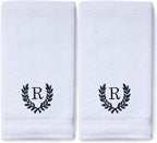 Decorative and Monogrammed Hand Towels for Bathroom Kitchen Makeup | Personalized Gift for Wedding-Bridal | Roman Font Custom Luxury Turkish Towel | Spa Collection, Oversized, 16 X 30 Inch, Set of 2